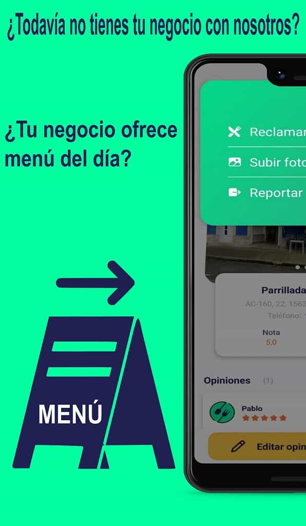 Pantalla de inicio de la app Comer Menú del Día